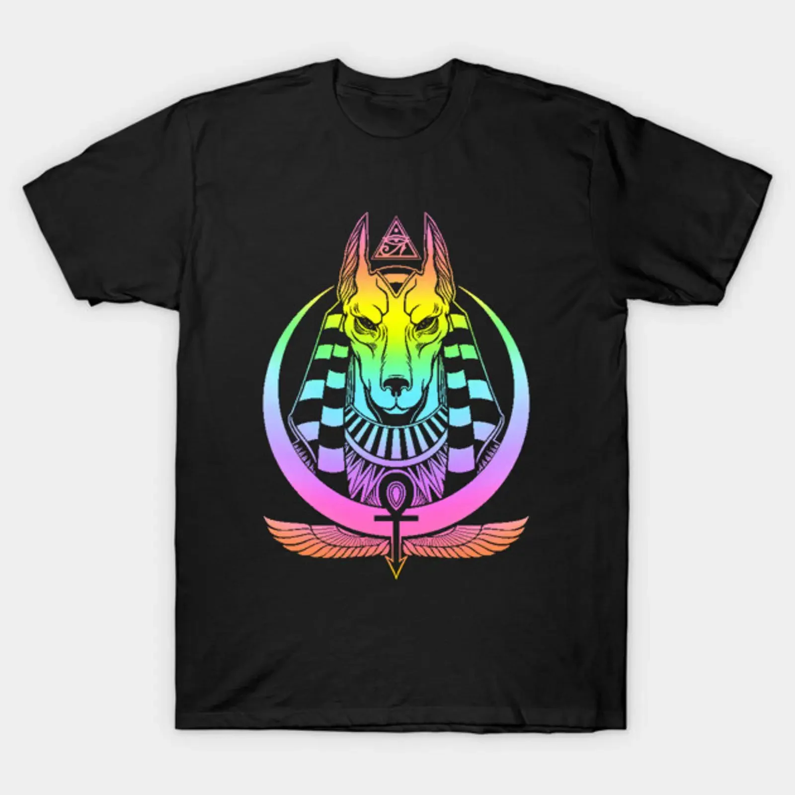 Anubis T Shirt vintage Washed Comfortable Casual Unisex Soft Slightly Stretched homme streetwear designer clothes Breathable