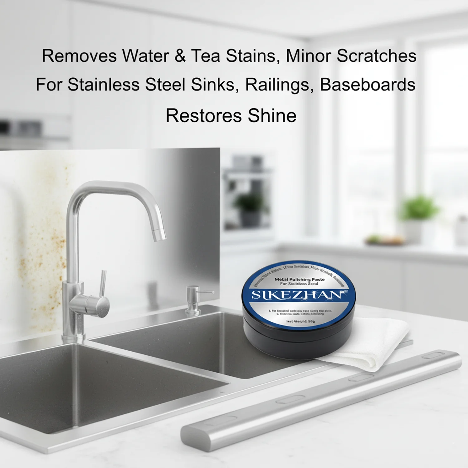 Multifunctionele roestvrijstalen polijstpasta wastafel kraan rail plintreiniger roestverwijderaar krasreparatie verhelderende crème