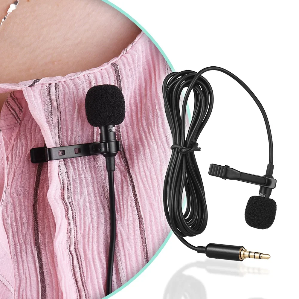 Portable Clip-on Lapel Lavalier Microphone 3.5mm Jack Hands-free Mini Wired Condenser Microphone For Iphone SamsungXiaomi Laptop