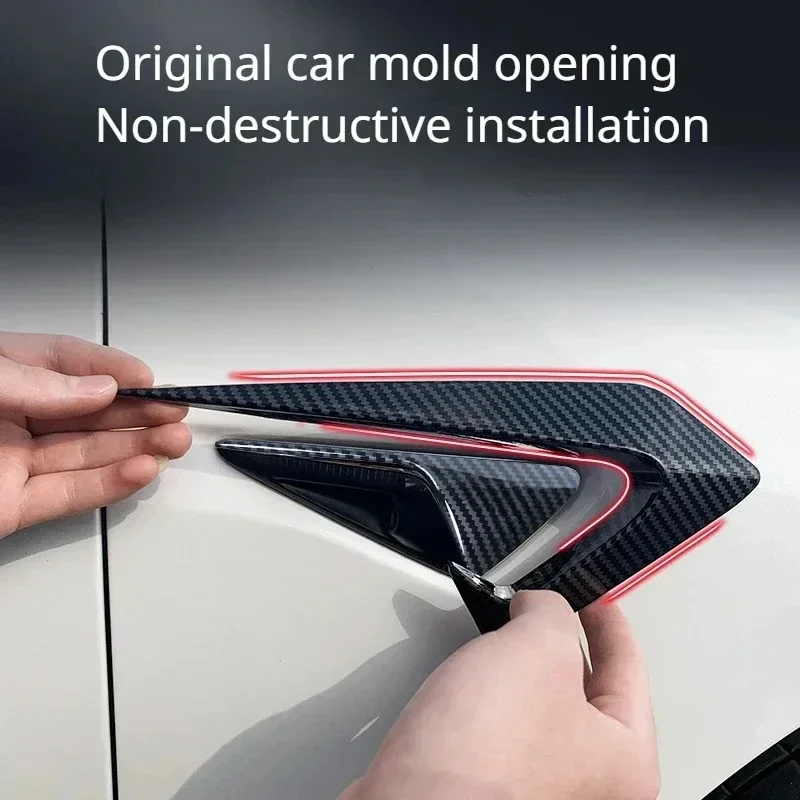 Side Camera Protection Cover for Tesla Model Y/3 Body Kit ABS Carbon Fiber Side Camera Decorative Leaf Panel Accessories 2023