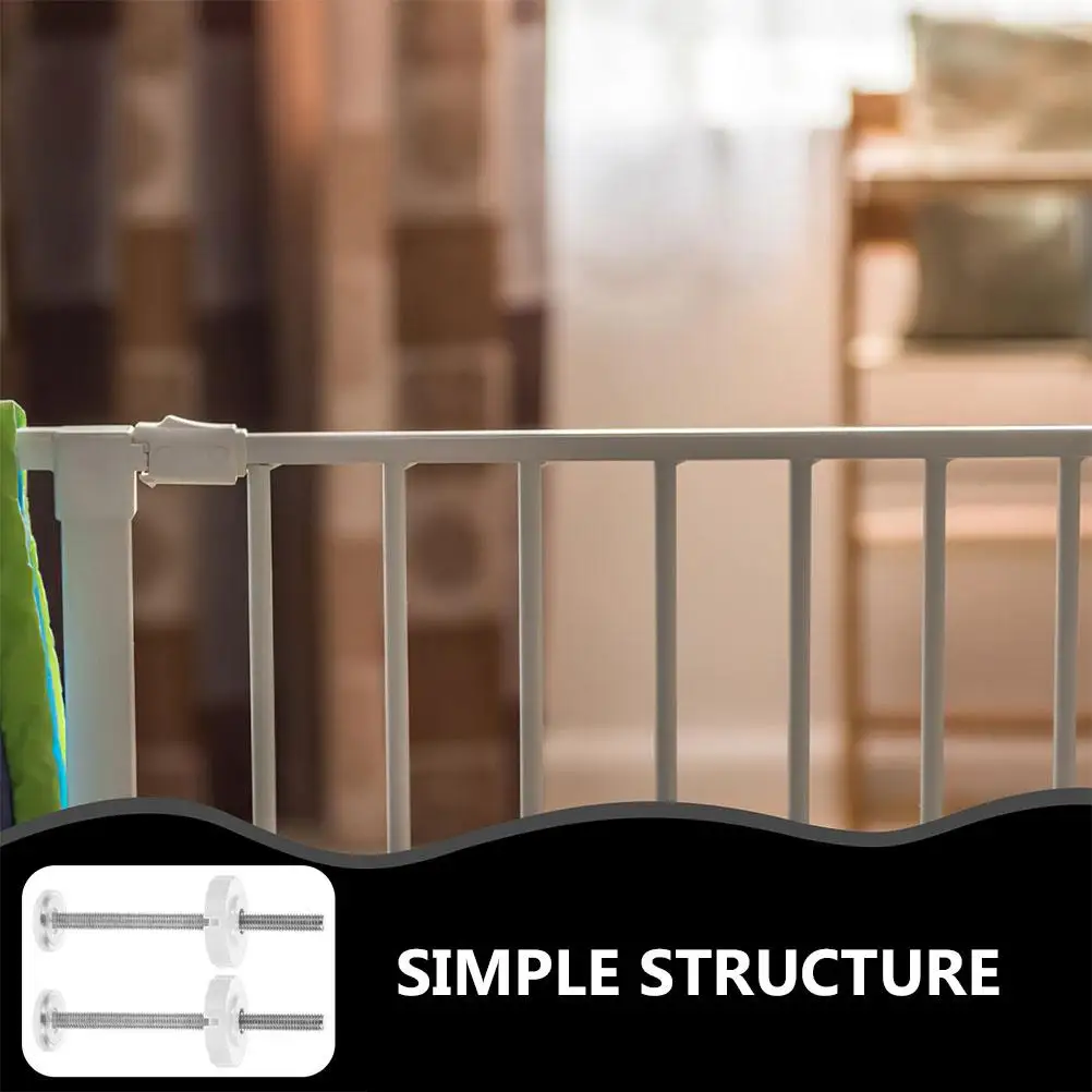   8 قطعة أجزاء درابزين الباب محول بوابة الطفل البراغي مكون الفضة Abs اضافية طويلة موسع الطفل