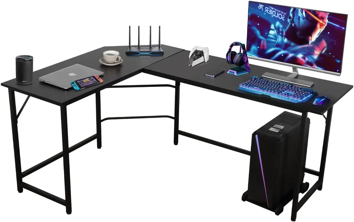 

66" L-Shaped Corner Computer Desk Office LaptopTable Gaming Workstation with CPU Stand 66.5'' x 47.3'' x 2 Desk table Boys