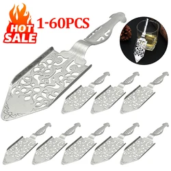1-60Pc 304Stainless Steel Cocktail Bar Scoop Silvery Filter Spoon Hollowed Out Portable Beautiful Exquisite For Absinthe Glasses