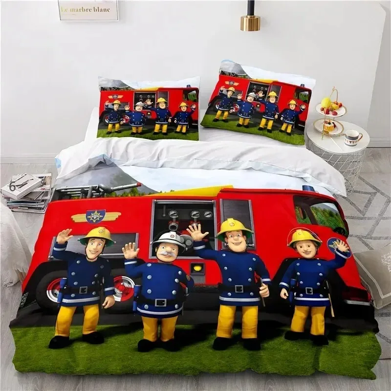 Cartoon Fireman Sam 3D NEW Duvet Cover Pillowcase Bedding Set Adult Boy Girl Bedroom Decoration Children Single Double Large