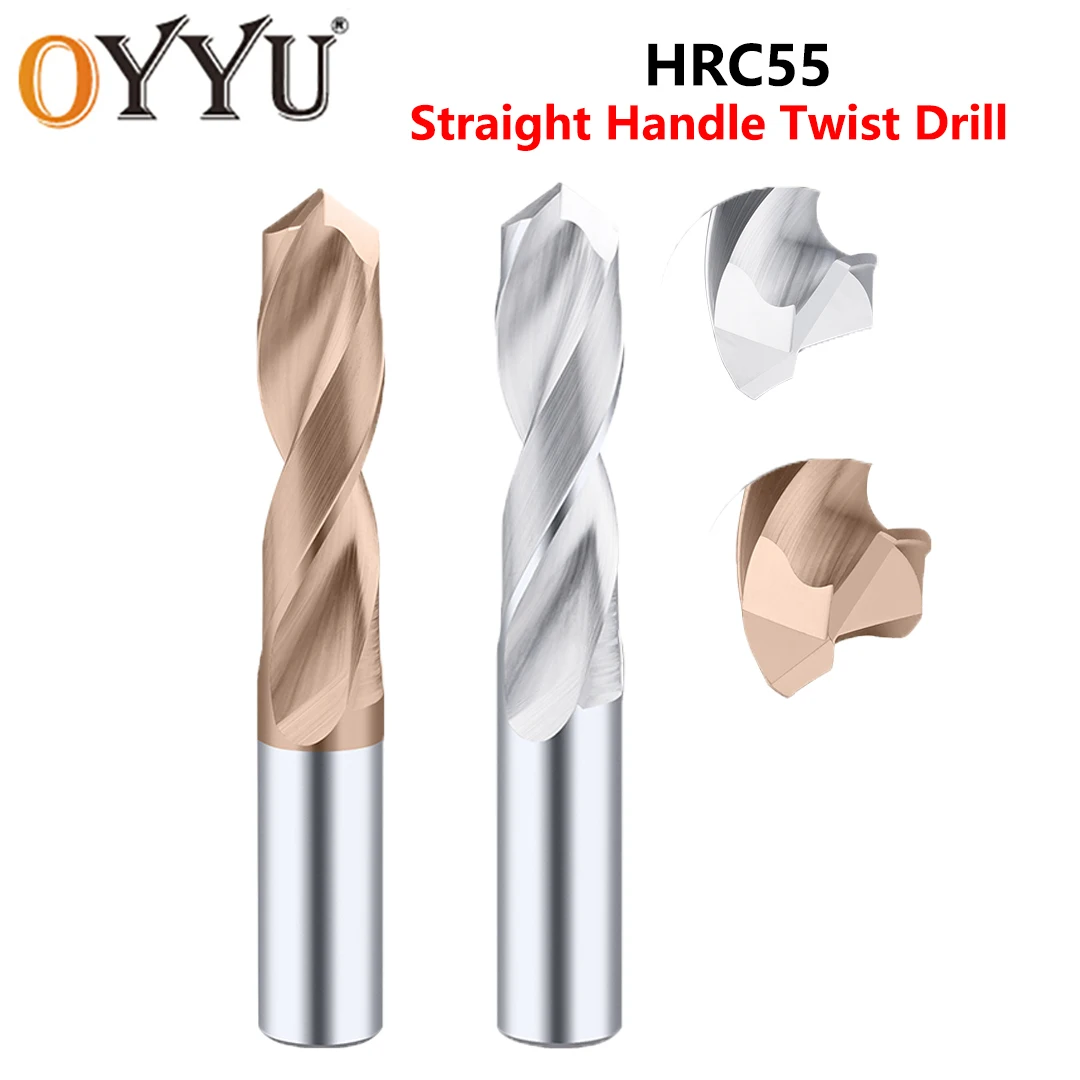

OYYU 1PCS HRC55 Solid Carbide Drill Bits 1.0-22.0mm 40L-100L Straight Handle Twist Drill Bit For CNC Lathe Tools Machine