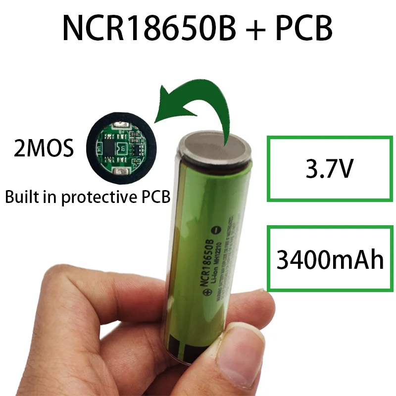 34B-PCB NCR18650B 18650 3400mAh battery 3.7V Li-ion rechargeable battery PCB Protected，suitable for UAV, aircraft model, etc