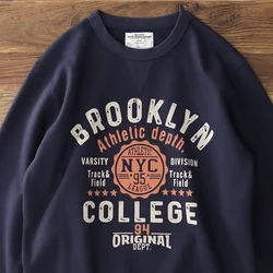 Autumn New American Retro Heavyweight 500g Letter Printed Sweatshirts Men's Fashion 100% Cotton Washed Pullover Casual Sportwear