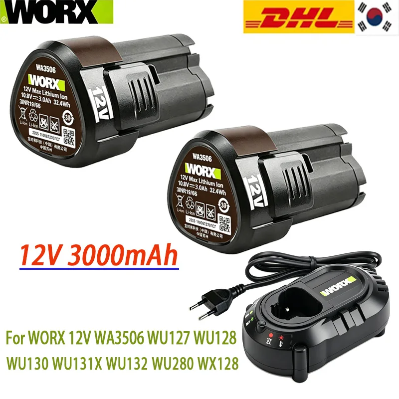 100% Оригинальный аккумулятор 3.0 Ач для электроинструментов WORX Kress 12V WA3506 WU127 WU128 WU130 WU131X WU132 WU280 WX128 WX540