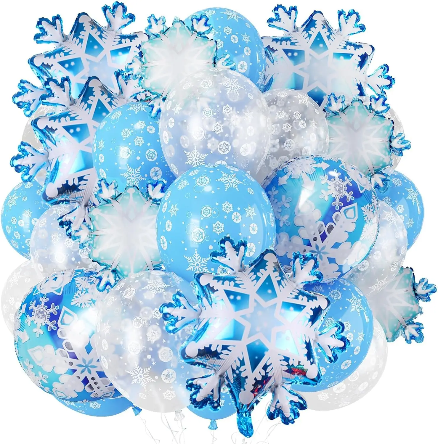 Hiver glace neige thème congelé scintillant flocon de neige bannière d'anniversaire bleu argent dégradé ballon ensemble hiver pays des merveilles fête décor