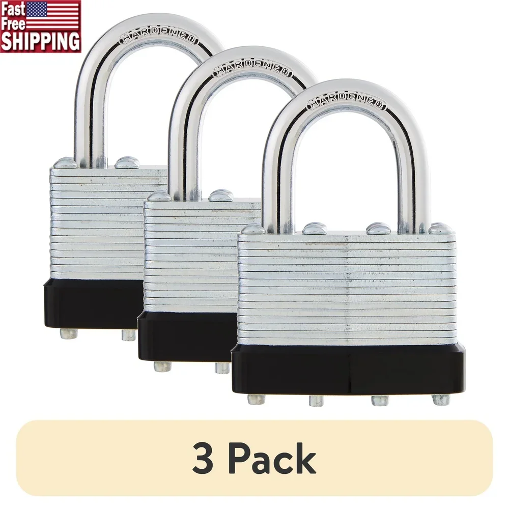 

3 упаковки из ламинированной стали, навесной замок, 44 мм, сверхпрочная скоба, безопасный замок с 2 ключами, цепочки для ворот, контейнеры для хранения