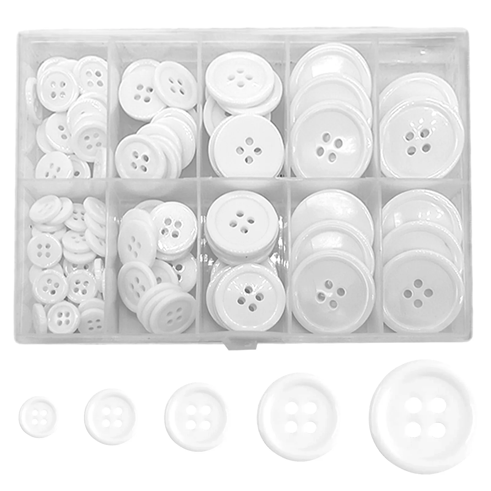 100pcs/box Resin Button DIY Handmade Clothes Sewing Accessories White Buttons Coat 4 Hole Round Button for Garments Shirt Strap