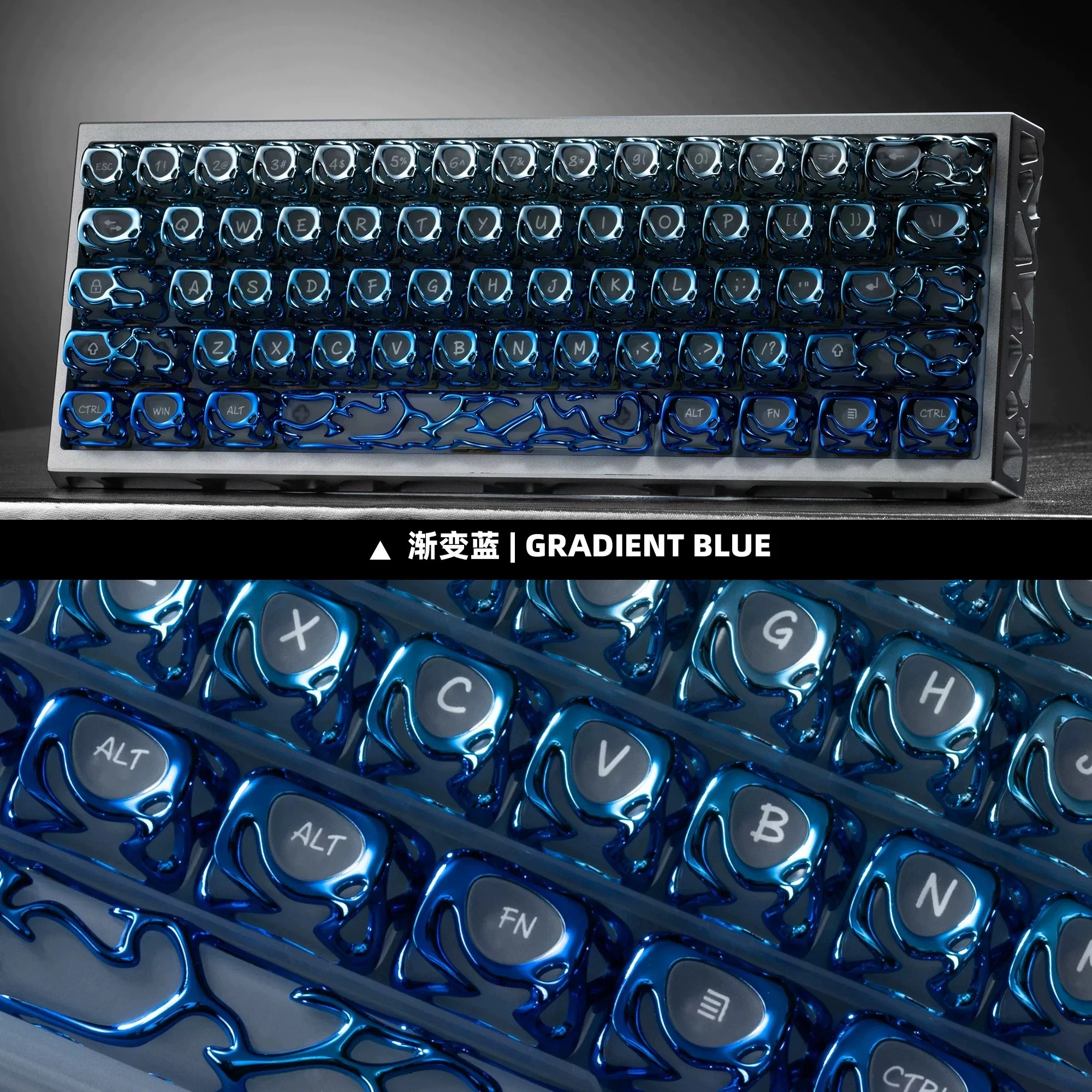 Keycap metal texture hollow fog transparent personality creative keycap