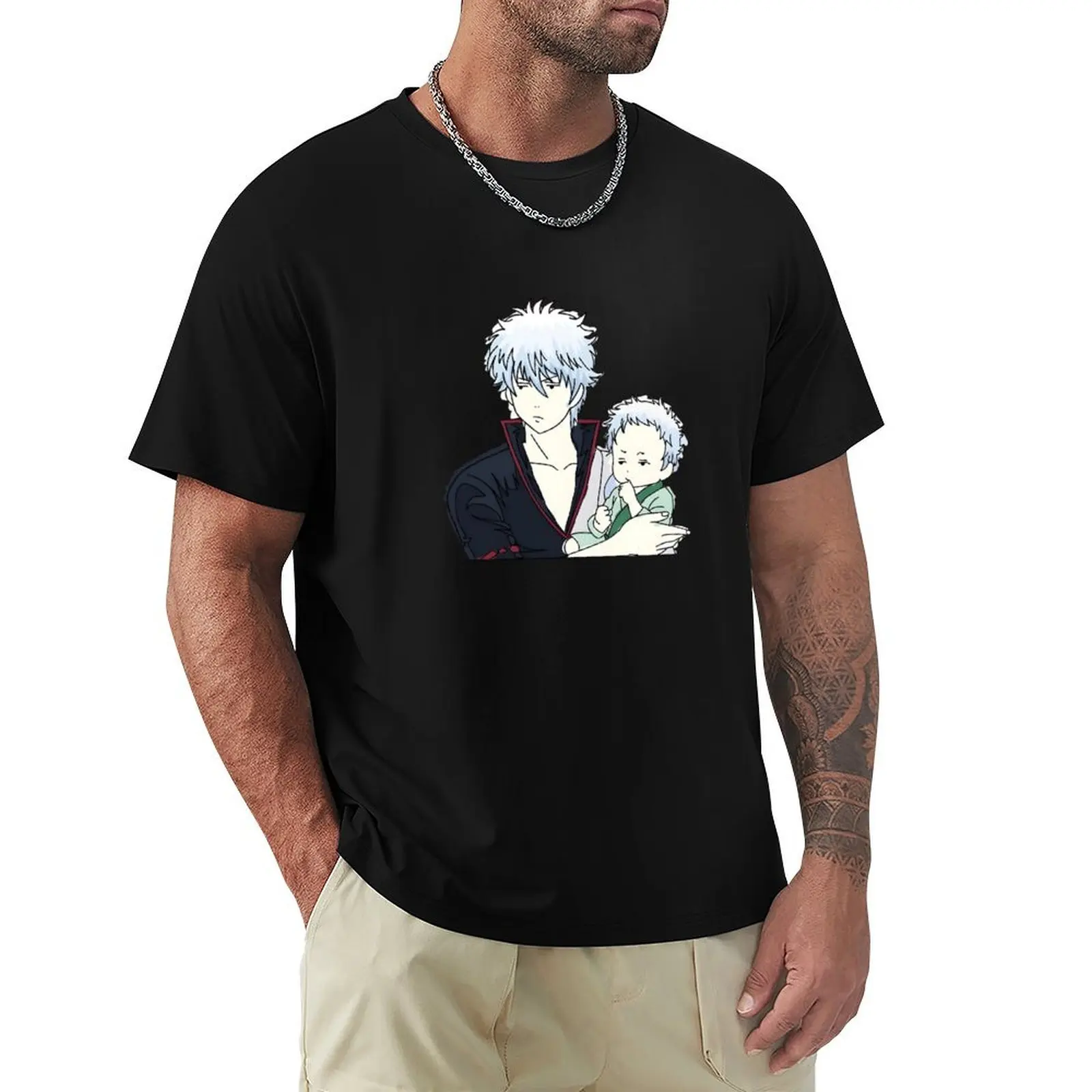 Gintoki with baby T-Shirt Plus Size Outdoor Casual Top