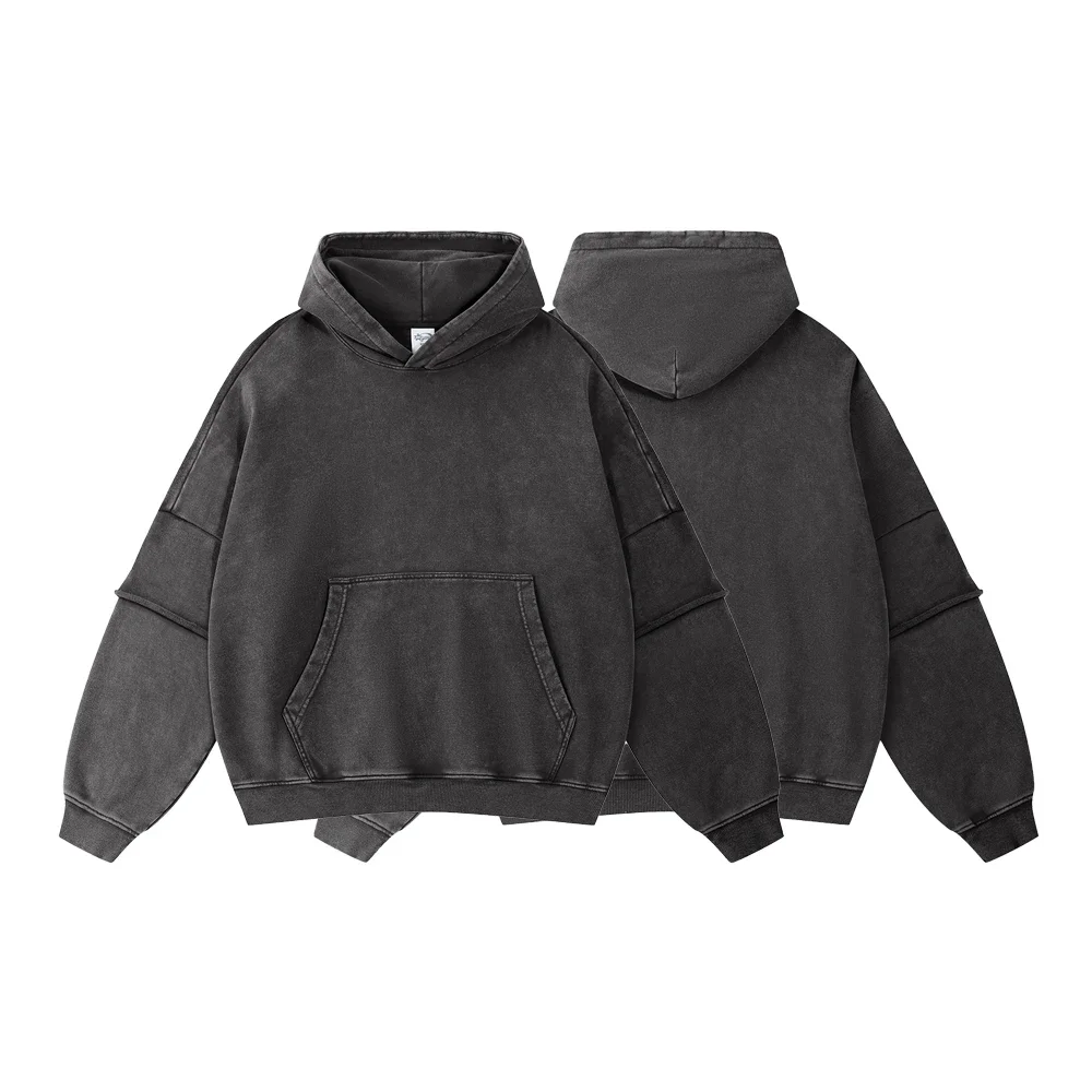 Men's Clothing Streetwear Cotton Street Style Patch Sleeve Pullover Hoodies Oversized Hoodie Vintage Casual Basics Retro Hoodies