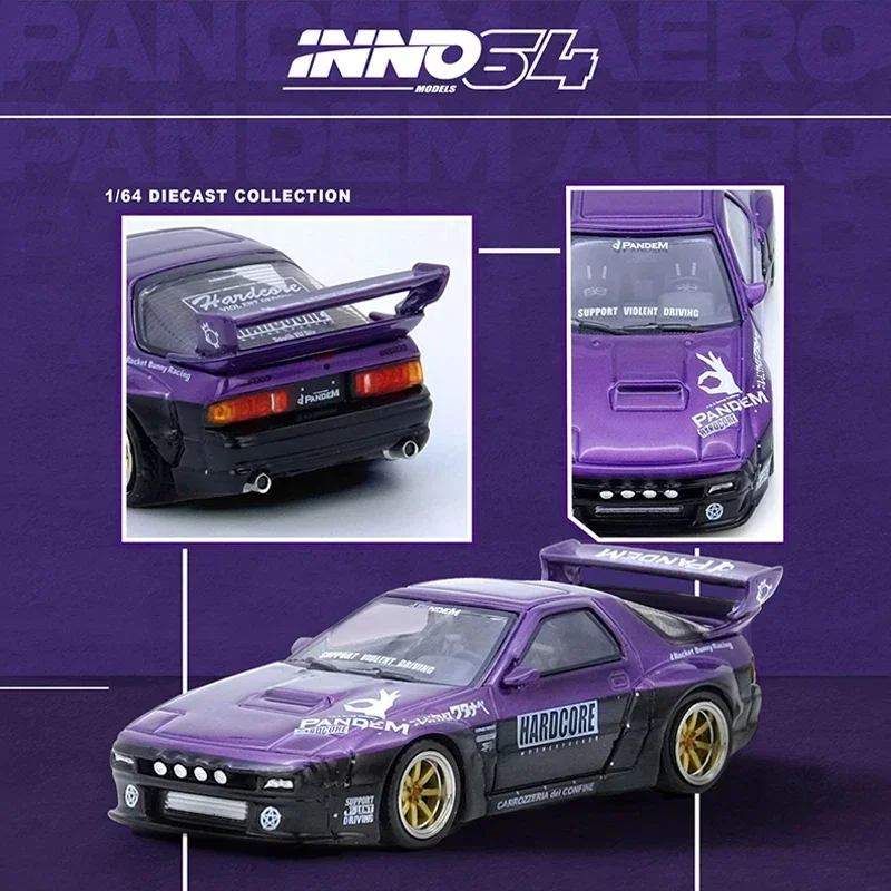 

INNO 1:64 MAZDA RX7 FC3S PANDEM ROCKET BUNNY Purple Car Model Collection Miniature Toys Diecast Diorama