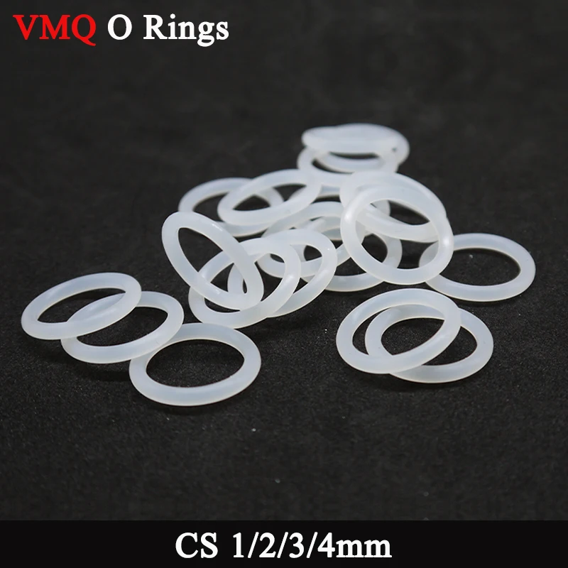 50pcs White VMQ O Ring Gasket Thickness CS 1/2/3/4mm Food Grade Nontoxic Washer Round O Shape Silicone Rubber Seal Gaskets