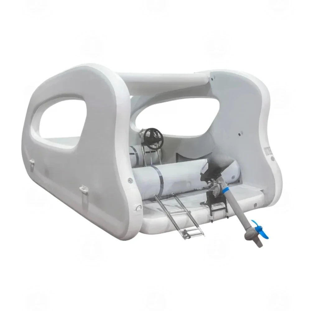 قارب كهربائي 4.5 متر يعمل بالطاقة الشمسية، قارب كاتاماران كروزينج عائم قابل للطي وقابل للنفخ بالطاقة الشمسية