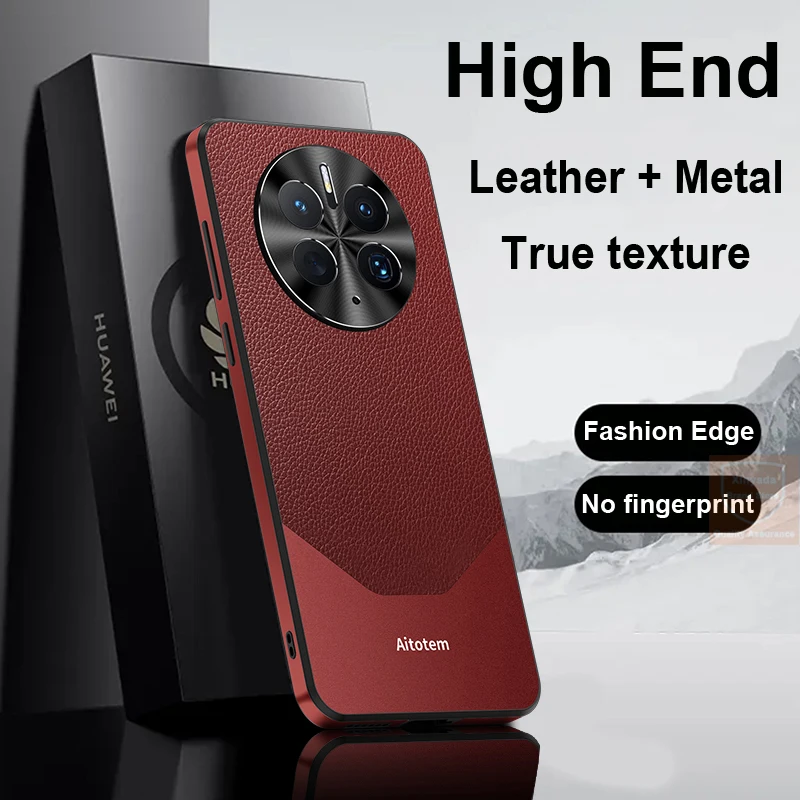 High end For Huawei Mate 50 Pro Mate50 RS Case Geniune Leather Metal Skin Brand Phone Case For Huawei Mate 50 Pro Cover Shell