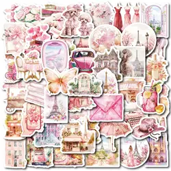 10/50PCS Vintage Pink Paris Eiffel Tower Girls Decoration Stickers DIY Diary Suitcase Phone Laptop Guitar Luggage Kawaii Sticker