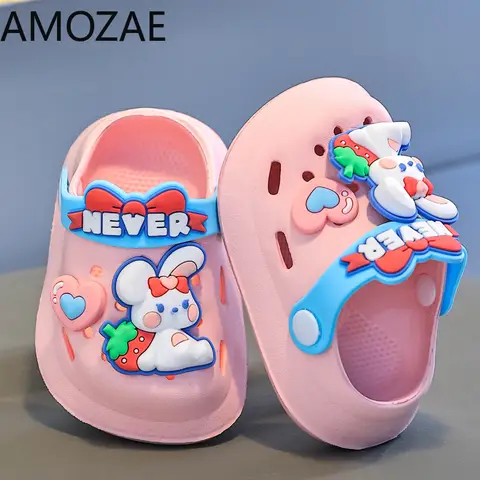 2-6Y 여름 아기 신발 Baotou 샌들 소녀 소년 만화 유니콘 공룡 곰 어린이 풀 뮬 슬리퍼 동굴 구멍 슬라이드 샌들
