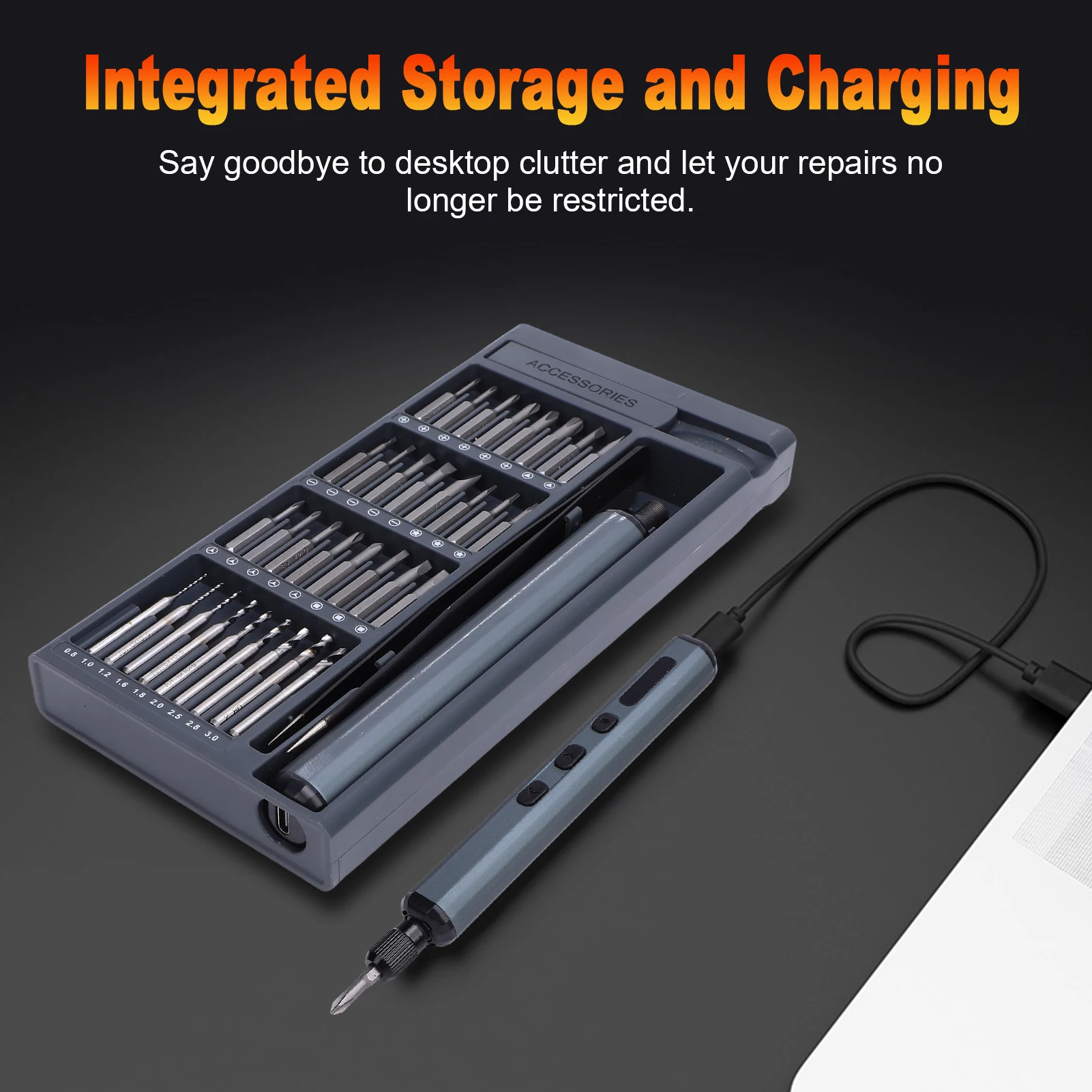 76 in 1 Cordless Magnetic Electric Screwdriver Set - LED Light & Digital Display Mini Repair Tool Kit for Phone/Watch/Tablet/PC