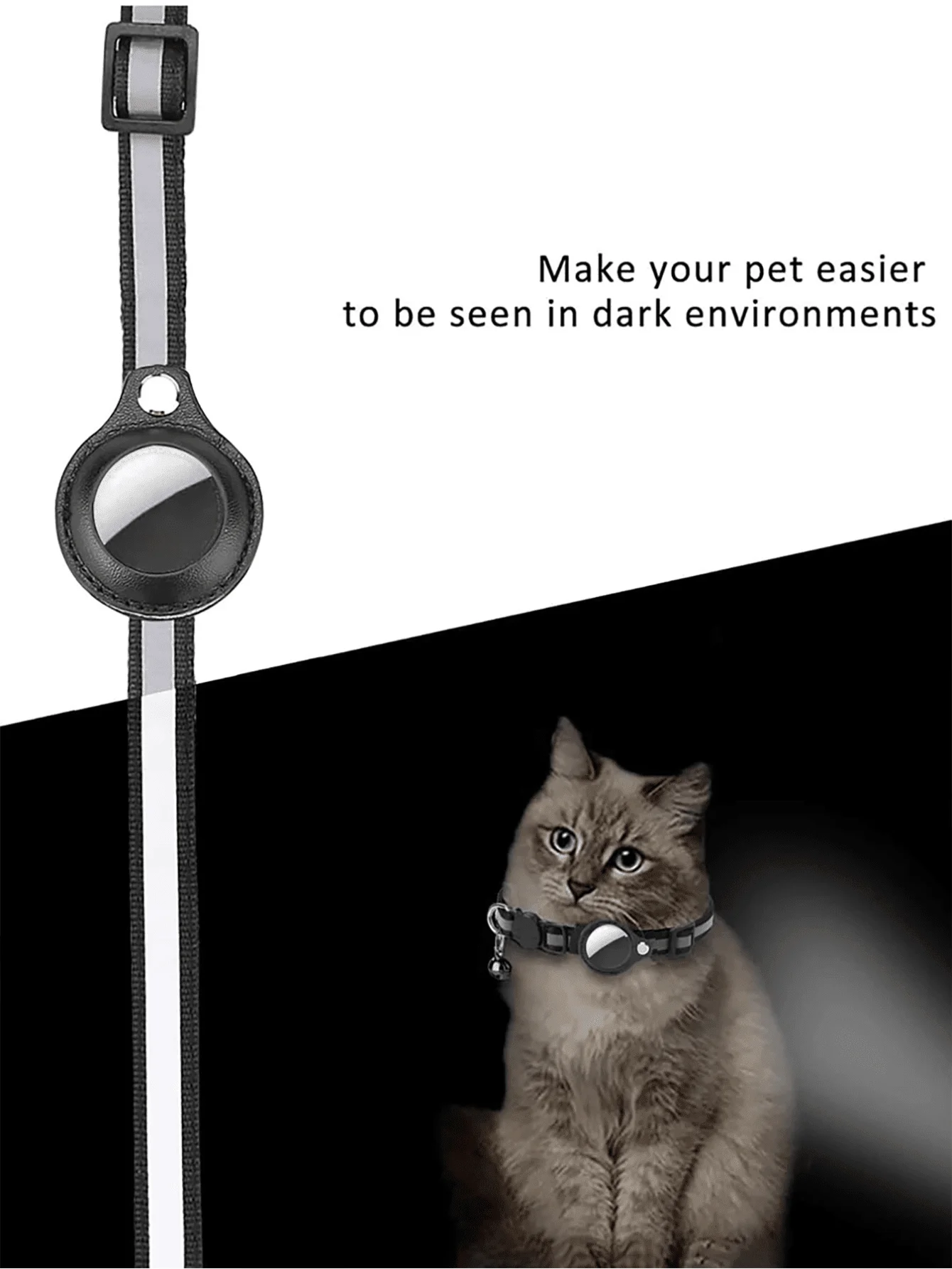 Collar reflectante impermeable antipérdida para gatos con campana