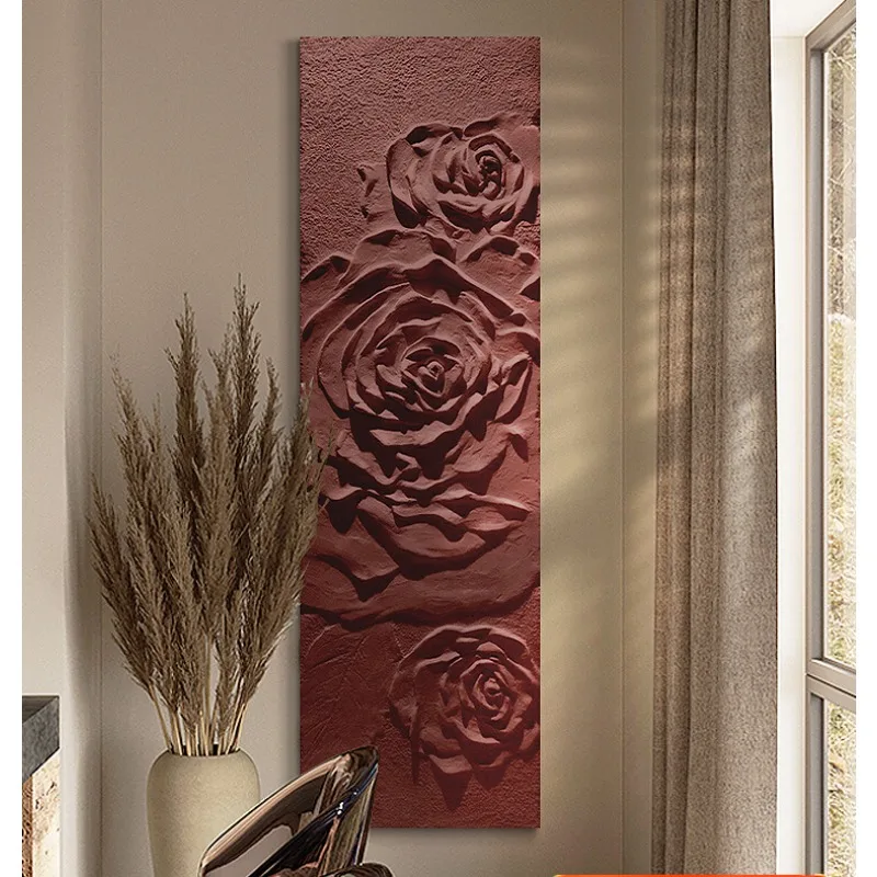 high-end entrance entrance decorative painting corridor aisle hanging painting three-dimensional flower relief mural vertical