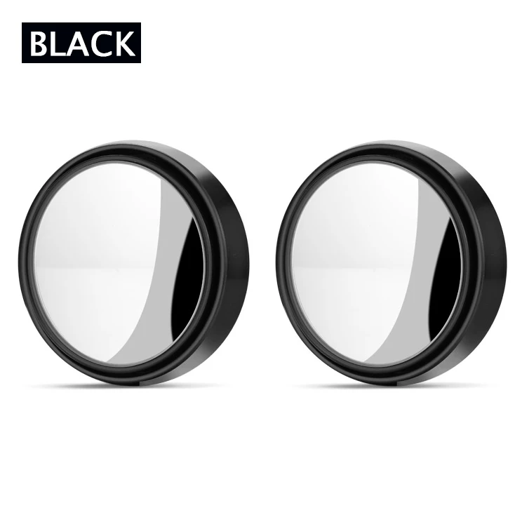 2Pcs Universal Car Suction Cup Mount Auxiliary Rearview Mirror 360 Degree Rotating Wide-angle Round Frame Blind Spot Mirror