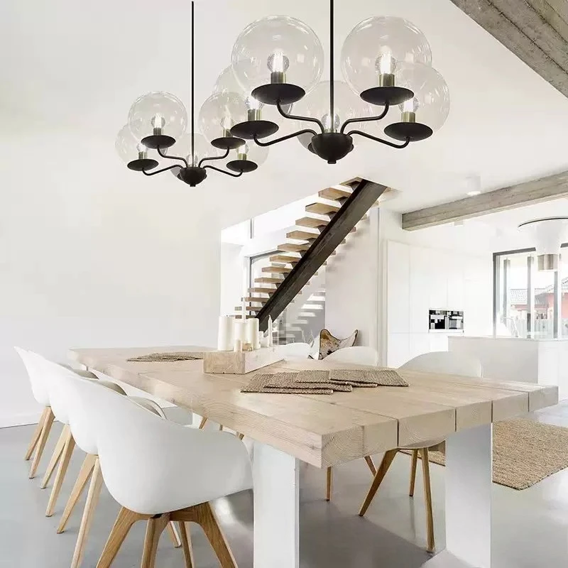 All copper American style pendant light, innovative restaurant light, bedroom light, modern glass spherical pendant light