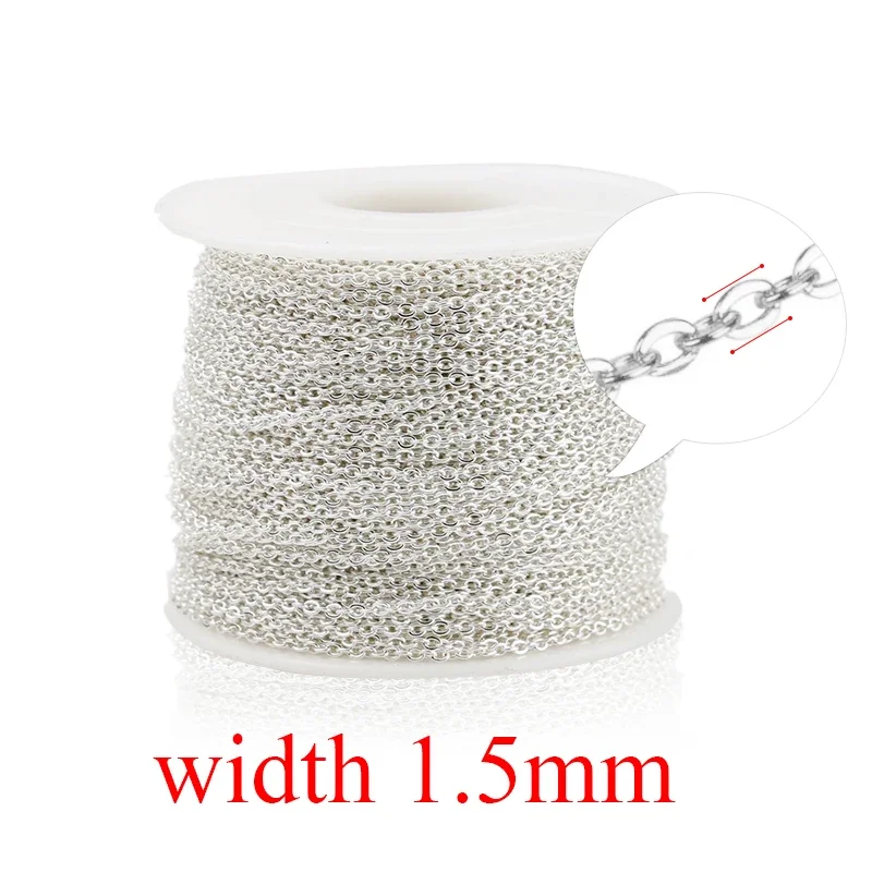 2 m Edelstahlkette für Schmuckherstellung, Kabel, Roségold, Silberketten, Halskette für DIY-Schmuckzubehör im Großhandel