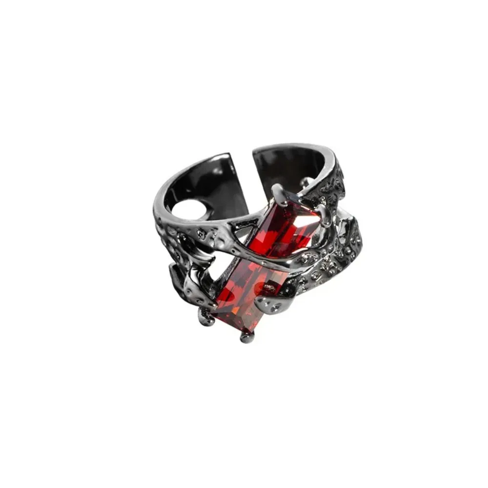 Portable Copper Retro Ruby Ring Electroplate Punk Hollow Out Ring Index Finger Ring