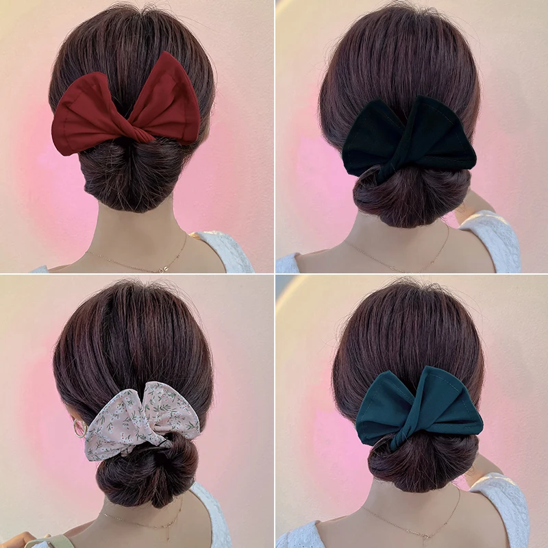 Fashion Women Girls Printted Knotted Deft Bun Hair Bands Rope Headband Fabric Hair Clip Hair Making Tool Hair Accessories