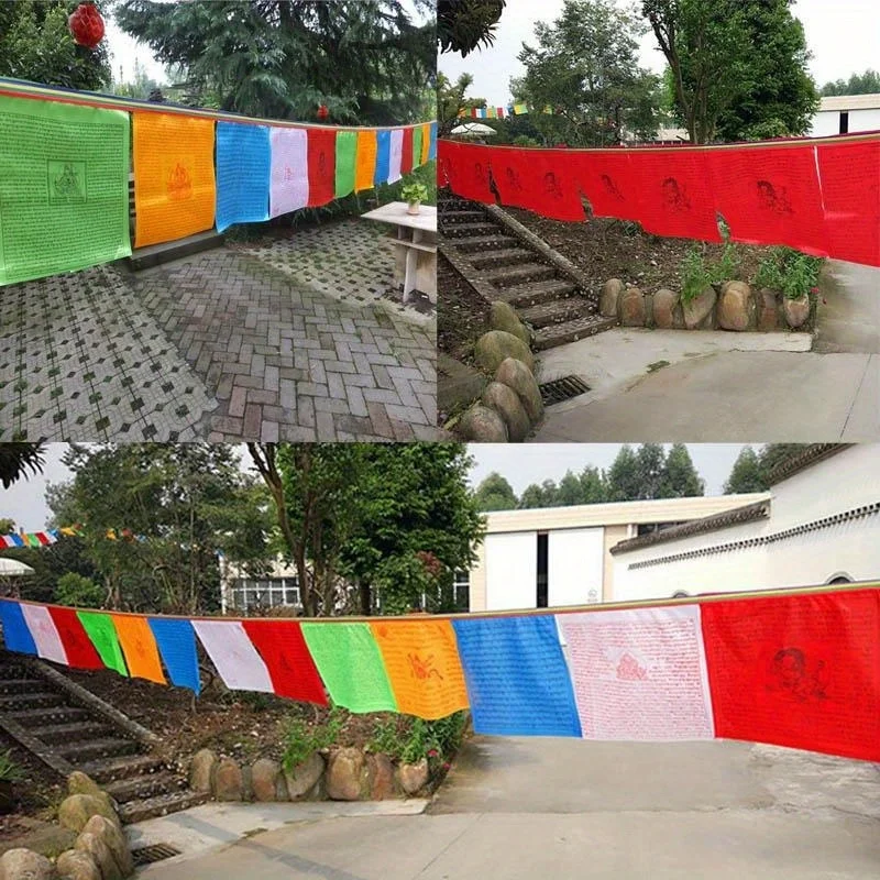 Wholesale Artificial Silk Prayer Flags Lung Ta Wind Horse Banners Tibetan Buddhist Style Outdoor Hanging Decor For Garden Home