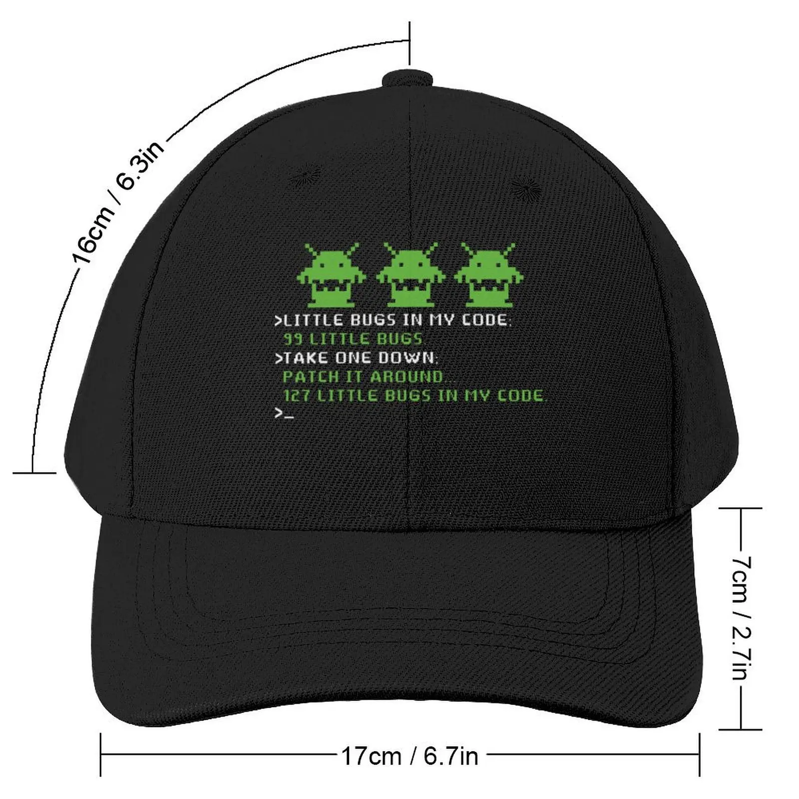 99 Little Bugs In The Code Software Engineer Programmer Baseball Cap black funny hat Sun Hats For Women Men's