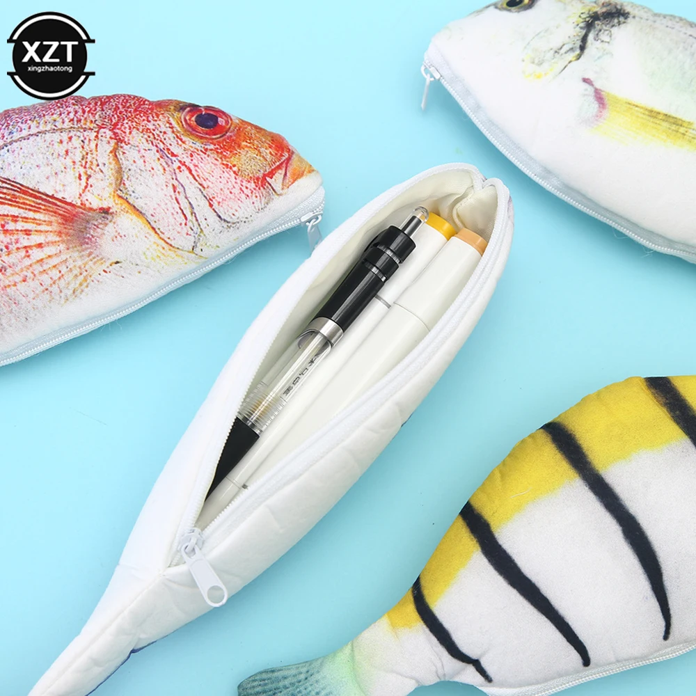 1PC Creative Fish Shape Pencil Case Kawaii Korea Style Cloth Pencils Bags School Supplies Stationery Hot Pen Box