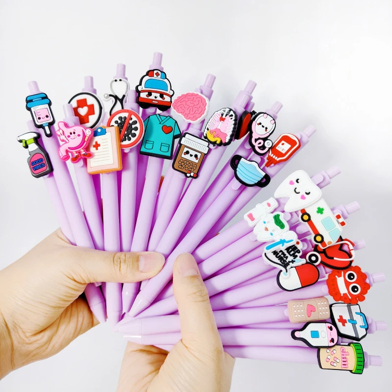 

15/25 PCS Back-to-School Season Extendable Ballpoint Pens, Campus Design Push-Type Suitable for Students and Teachers