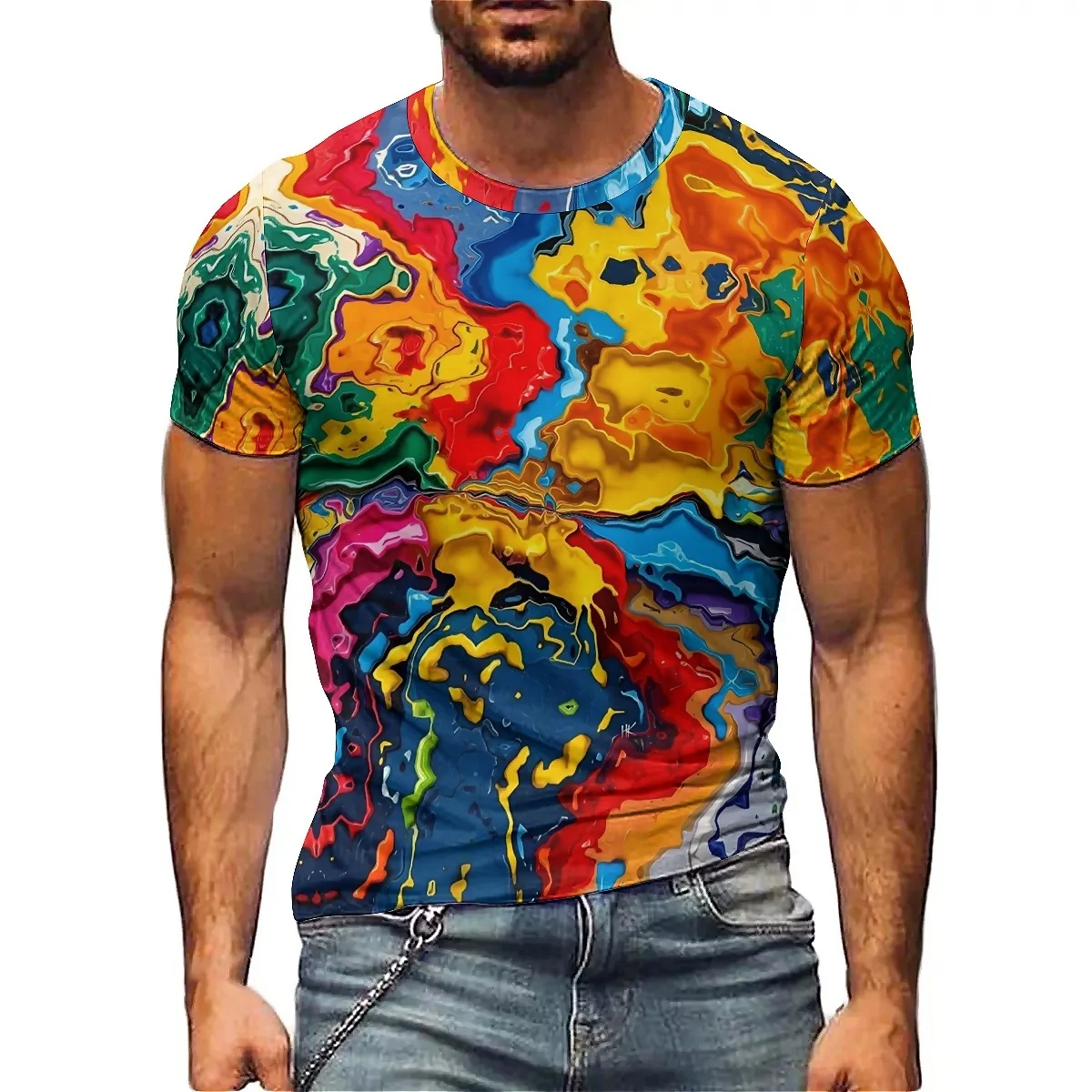 Fantasy Art Men's 3D Printed Short-Sleeve T-Shirt - Worker Couples' Outfit Top