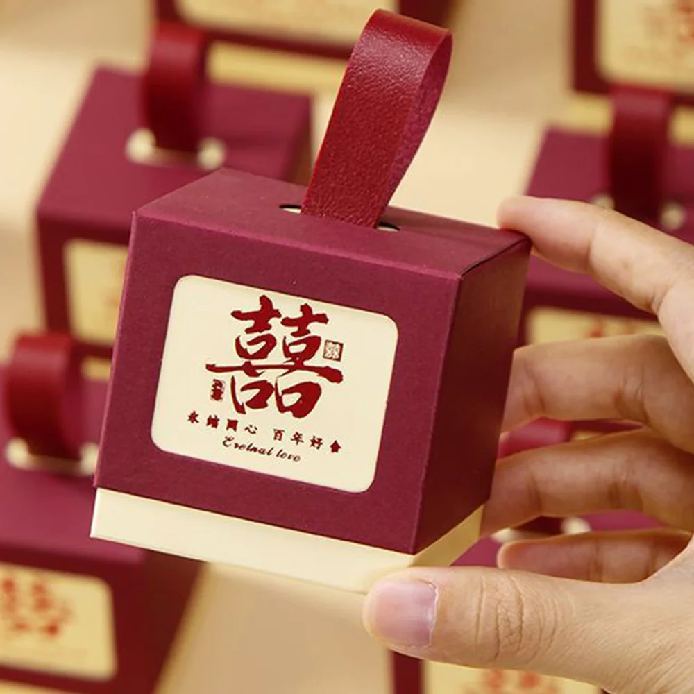 Boîtes d'emballage de chocolat en papier rouge rétro, boîtes à bonbons de style chinois, cadeaux de mariage pour les invités, mariage, fête de mariage, 25 pièces