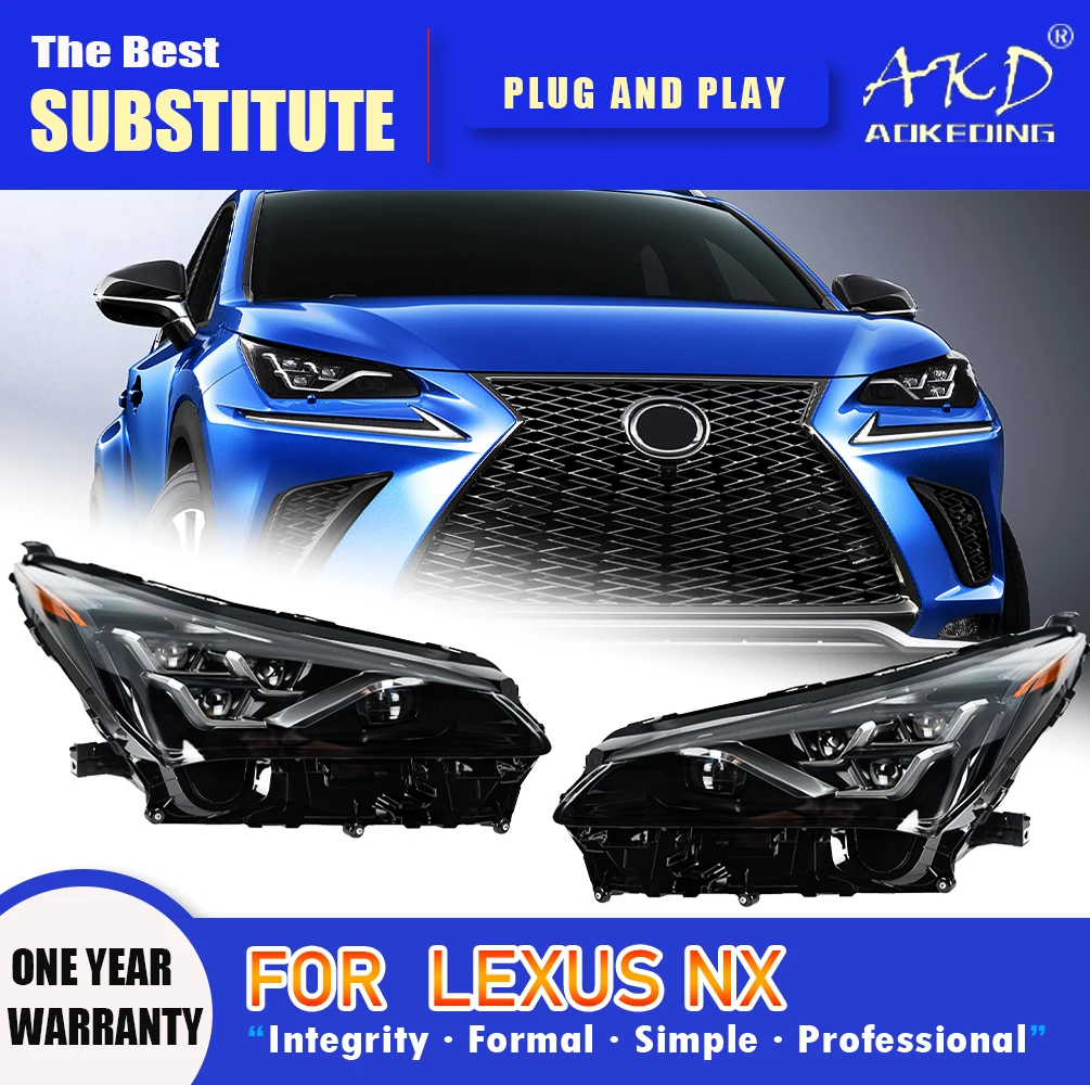 

Фара AKD для Lexus NX, светодиодная фара 2015-2020, фары NX300 NX300H, DRL, указатель поворота, дальний свет, линза проектора «ангельский глаз»