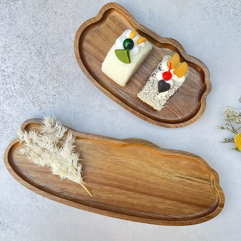 Japanese Style Wooden Tea Coffee Tray Fruit Dessert Candy Plate Wood Decorative Bread Snack Cake Food Dish Trays Tableware view 6