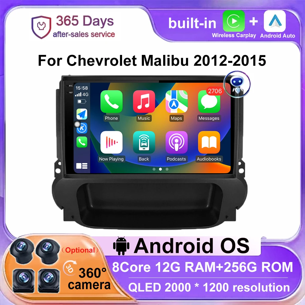 Android OS Car Radio Wireless Carplay For Chevrolet Malibu 2012-2015 Stereo Multimedia Player GPS tracker bluetooth 4G WIFI DSP