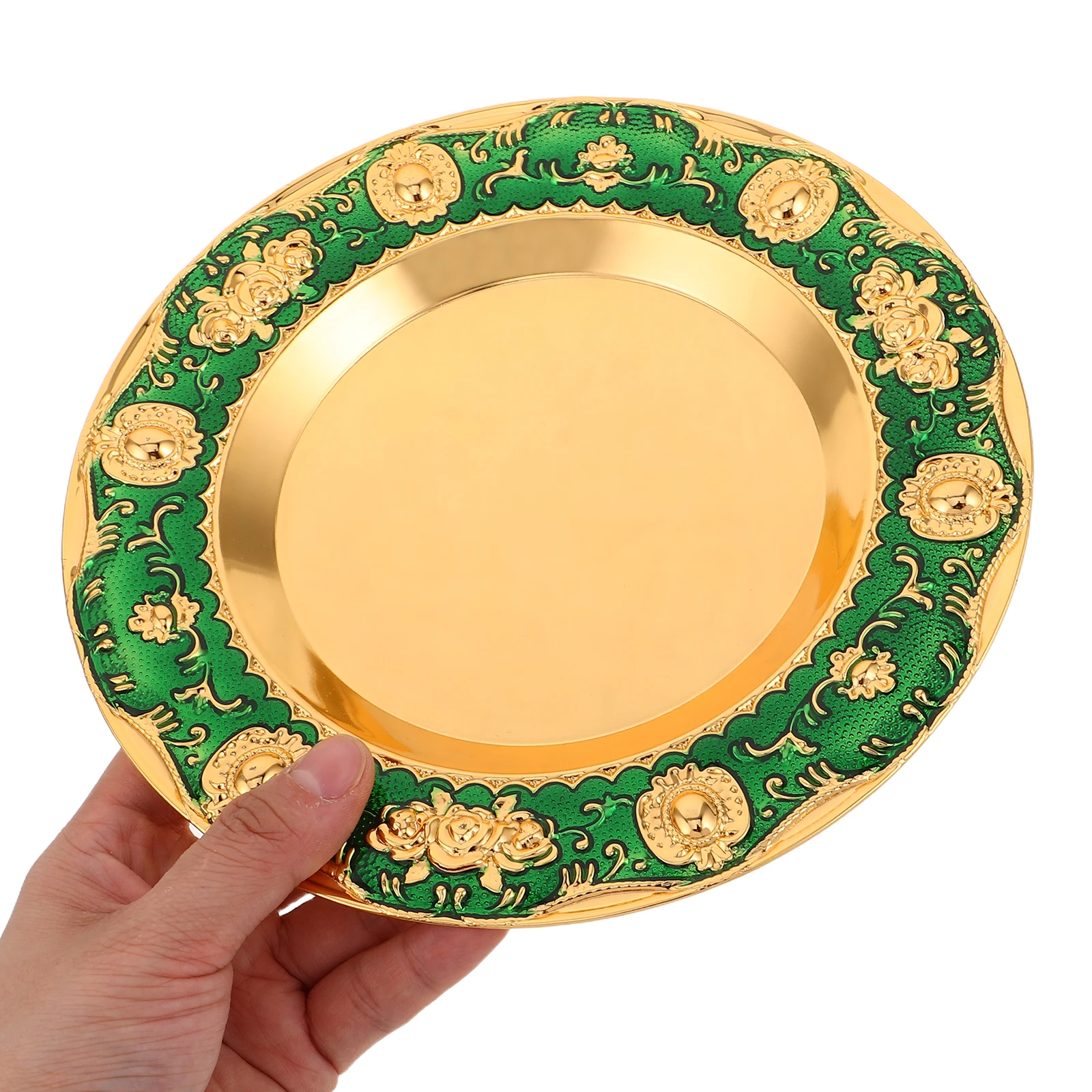

European Style Fruit Plate Circle Tray Decor Circular Serving Dinner Decorative Trays for Home Coffee Table Vintage