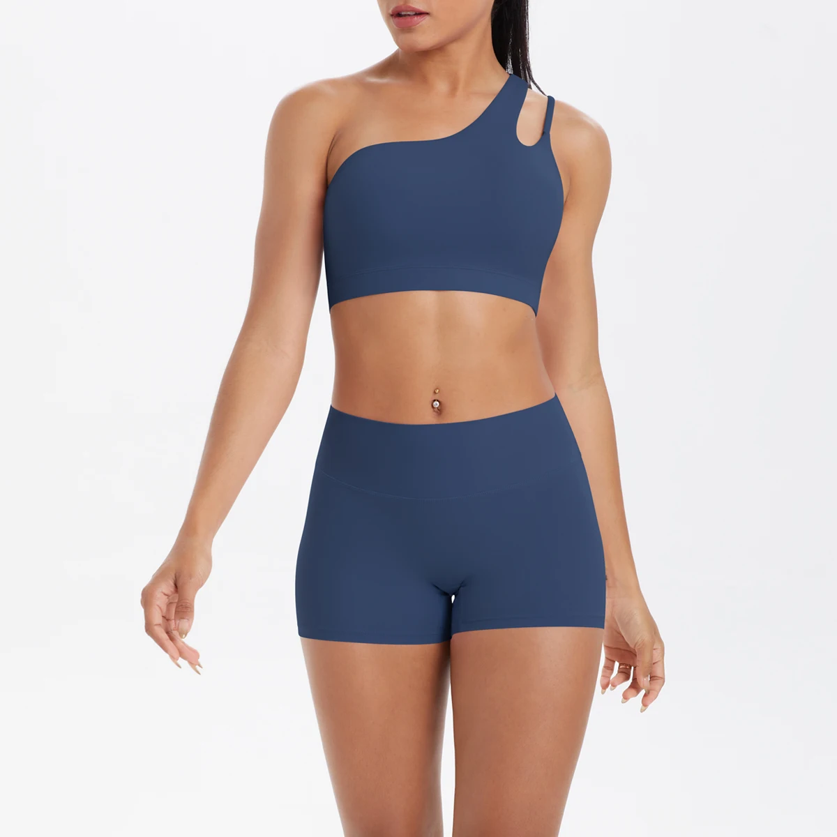 Yoga Anzug Sport Set Gym Sport Crop Tops Einfarbig Nylon Yoga Bh Laufen Radfahren Sport Gym Workout Yoga Shorts – Detail 16