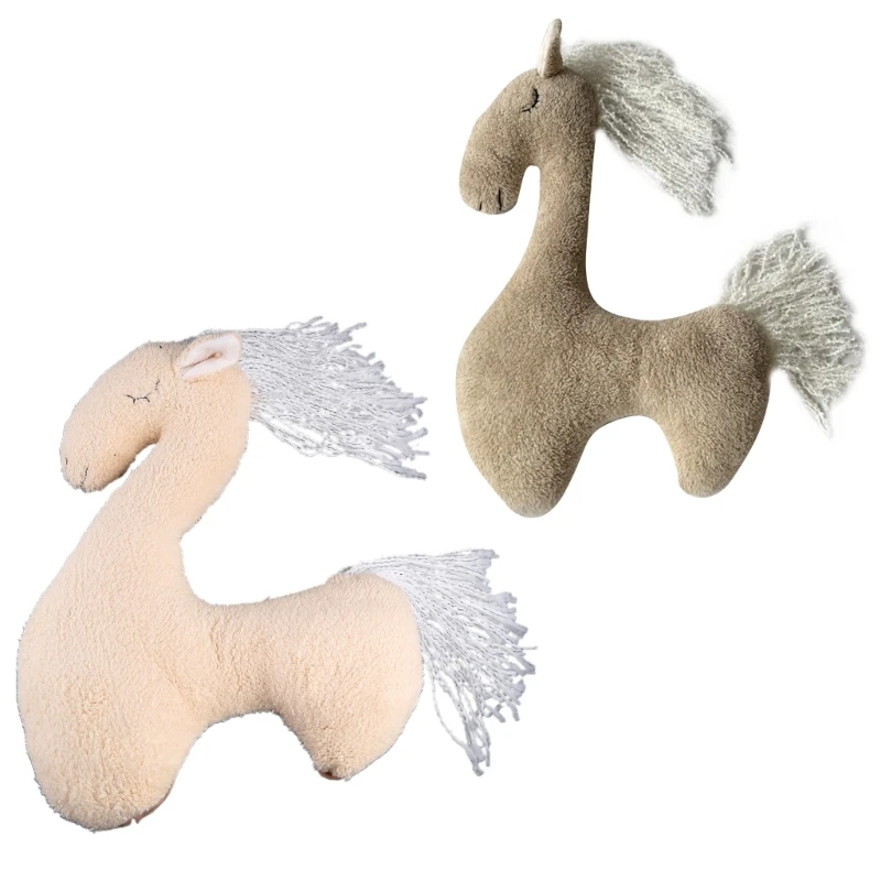 F1CB Newborn Photography Posing for Pony Props Baby Photoshoot Horse for Doll Animal Infants Photo Toy