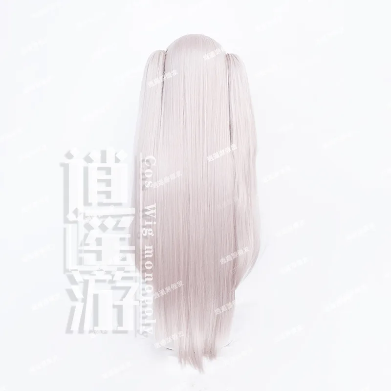 Azur Lane Halfor 버니 걸 코스프레 가발, 시뮬레이션 두피 탑 및 실버 화이트 그라데이션 스타일링 할로윈 선물