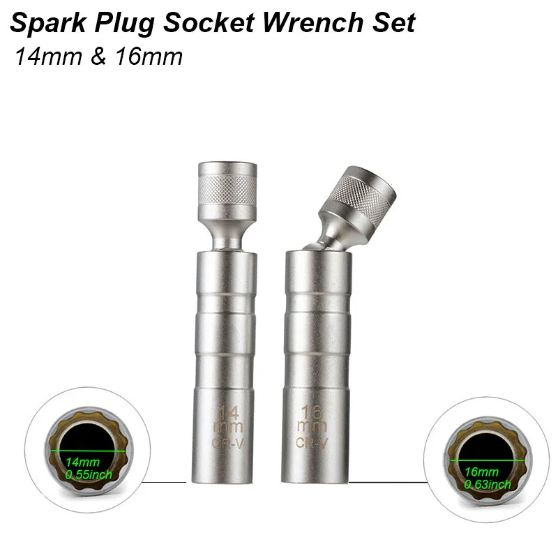 Bougie Dopsleutel Adapter 14mm 16mm Installeren Vervangen Reparatieset Draaibaar Koppel Magnetisch Verwijderen Verwijdering Gap Tool auto AUTO