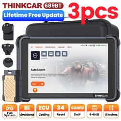 Wholesale 3PCS THINKCAR THINKSCAN 689BT Wireless OBD2 Scanner ECU Coding Active Test CANFD&DOIP 34 Reset Full System Diagnostic