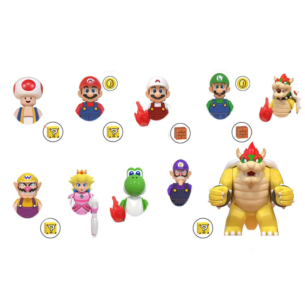 10PCS/SET WM6103 Japanese Games Super Bros Anime Cartoon Bricks Dolls Luigi Yoshi Mini Action Toy Figures Building Blocks Gifts