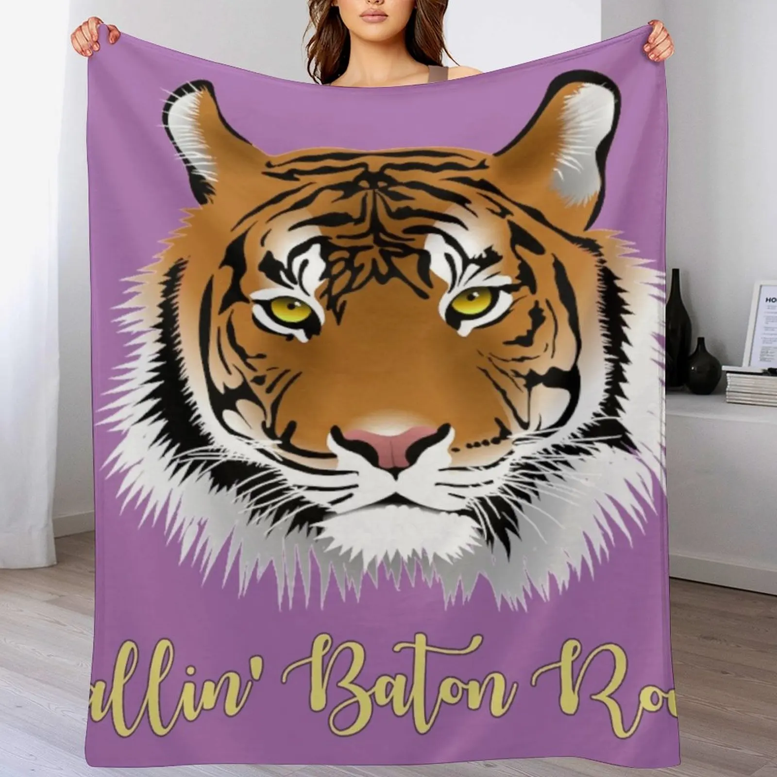 

Callin' Baton Rouge Tiger Throw Blanket Soft Plush Plaid Polar Blankets