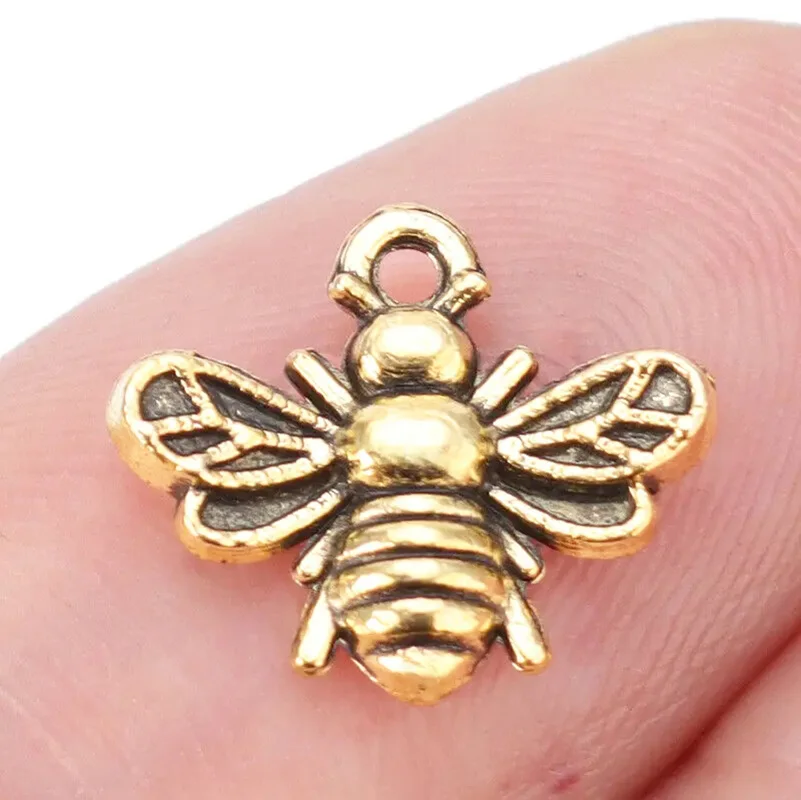 50pcs Bumble Bee Honeybee Insects Charms Pendants Beads for Necklace Bracelet Jewelry Making Accessories 13x11mm